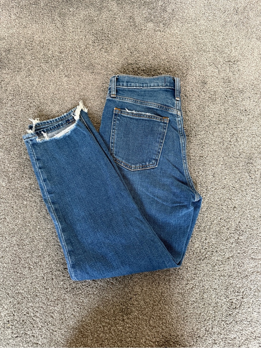 Abercrombie & Fitch High-Rise Distressed Mom Blue Jeans